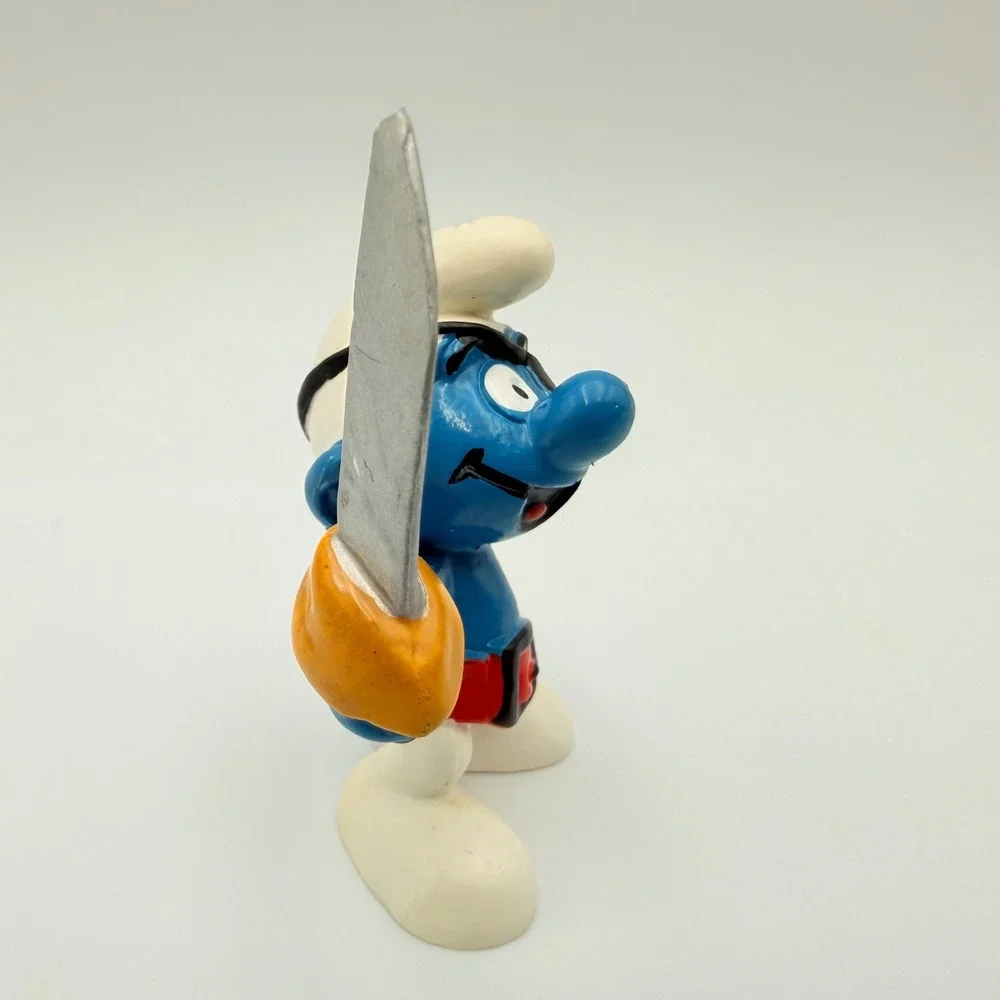 Vintage by Bully West Germany Peyo Pirate Smurf Figure with Sword Eye Patch PVC